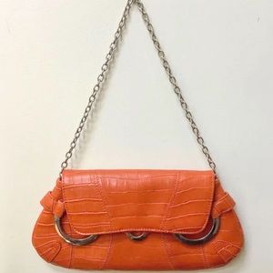 Orange Leather Clutch